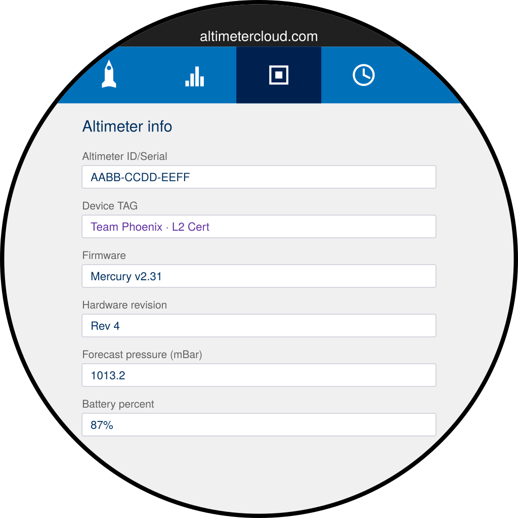 Altimeter info tab