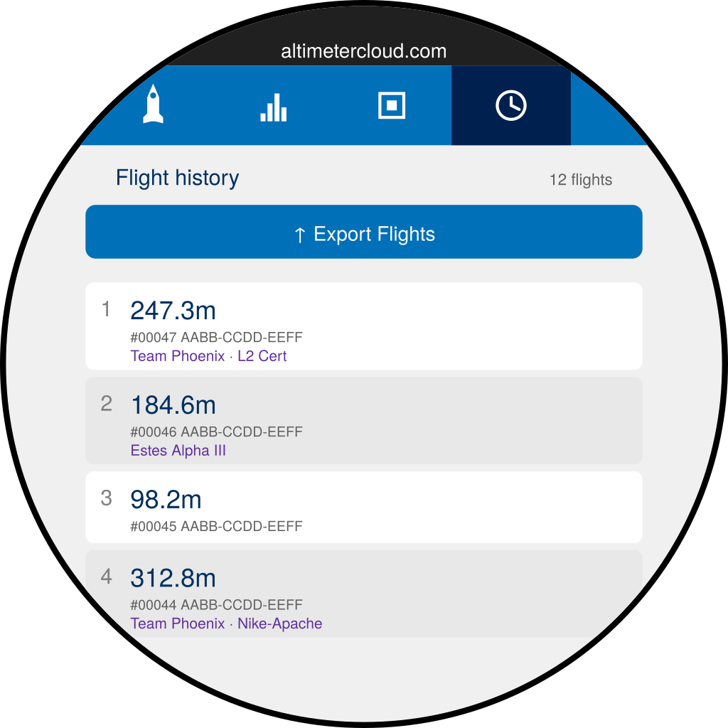 Flight history tab