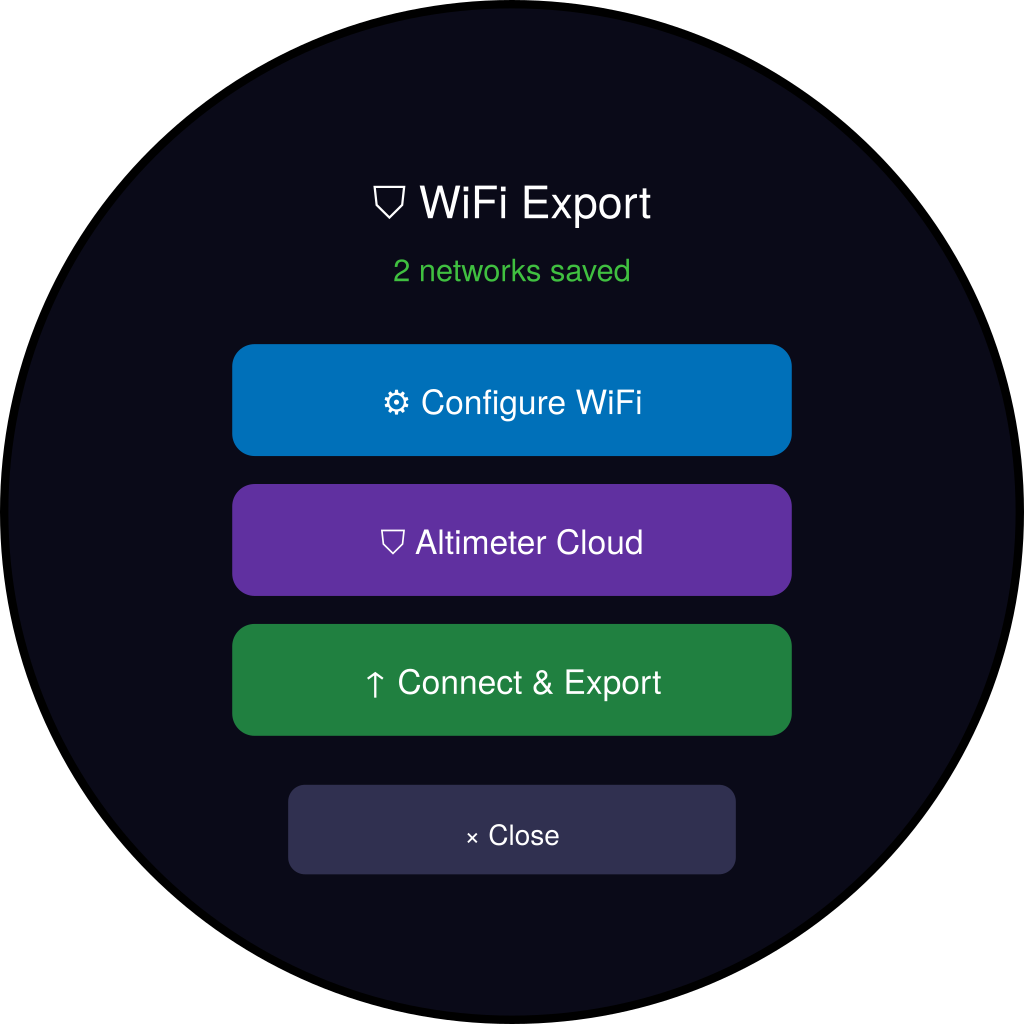WiFi Export menu