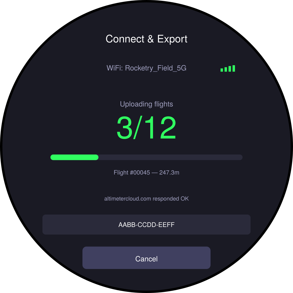 Flight upload progress