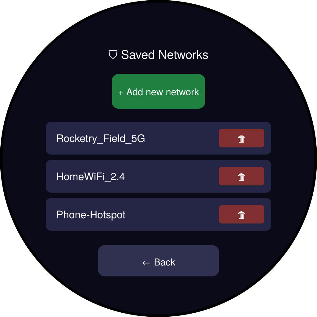 Saved networks list