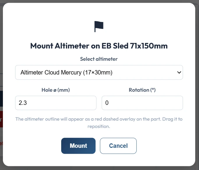 Mount altimeter dialog