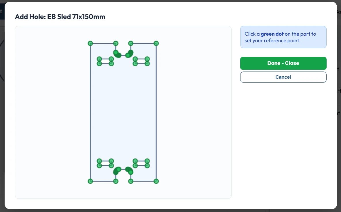 Click green dot for reference point